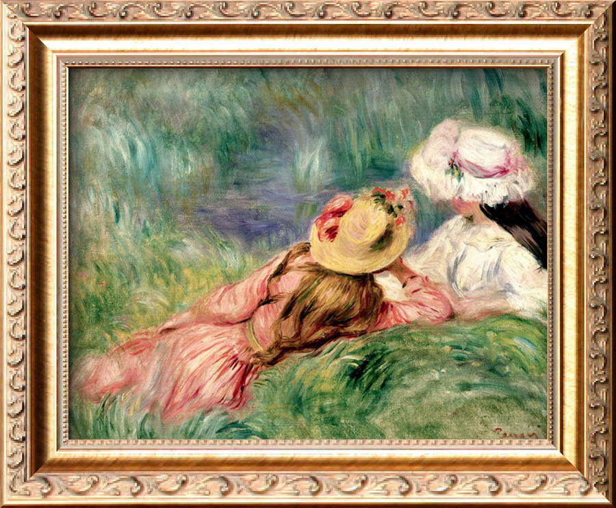 Young Girls on the River Bank - Pierre-Auguste Renoir painting on canvas